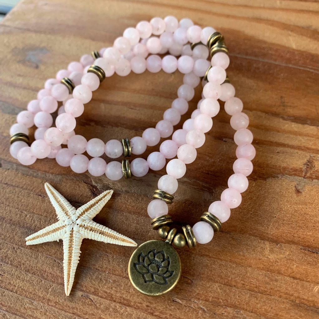 Matte Pink Jade Mala NecklaceWrap Bracelet 6mm 35$
